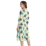 Floral water Boat Neck Belted Flared Dress - Objet D'Art