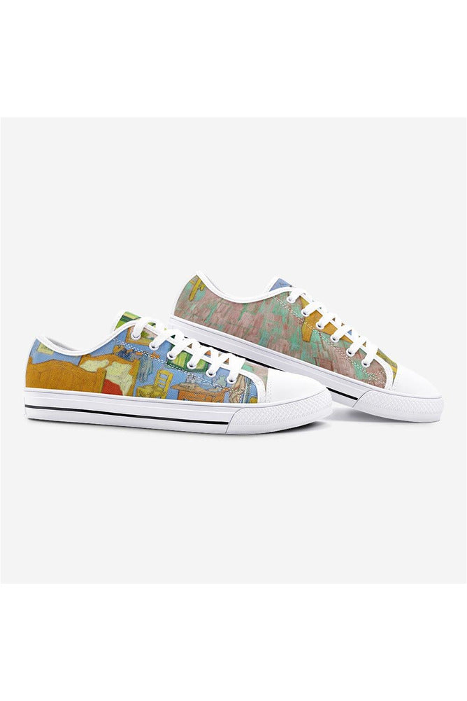 The Bedroom by Van Gogh Unisex Low Top Canvas Shoes - Objet D'Art