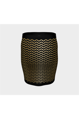 Gold Herringbone Fitted Skirt - Objet D'Art