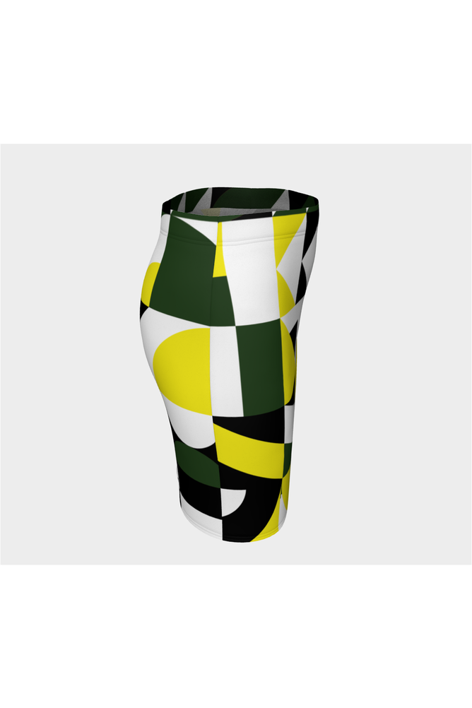 Green Abstract Fitted Skirt - Objet D'Art