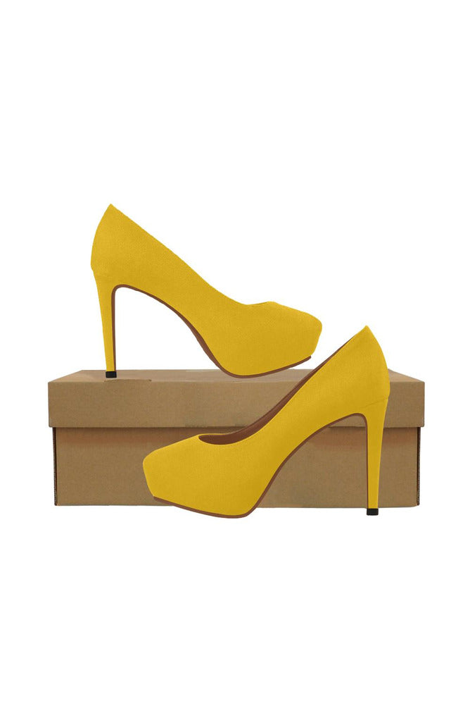 Golden Yellow Women's High Heels (Model 044) - Objet D'Art