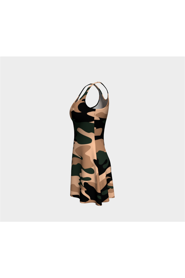 Nude Tone Camouflage Flare Dress - Objet D'Art