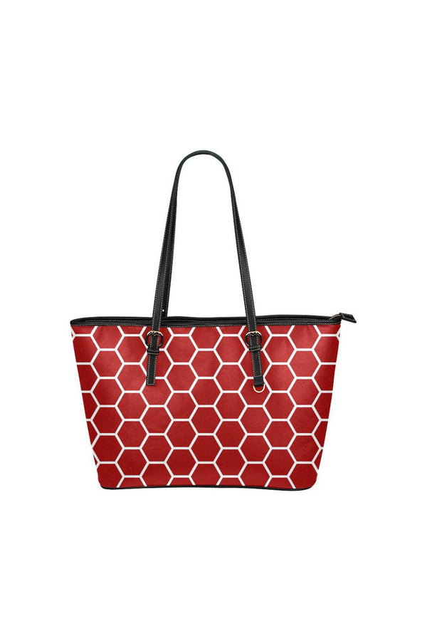 Red Honeycomb Tote Bag Leather Tote Bag/Small - Objet D'Art