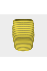 Striped Yellow Fitted Skirt - Objet D'Art