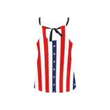 stars and stripes print 2 Loose Fit Halter Neck Top (Model T68) - Objet D'Art