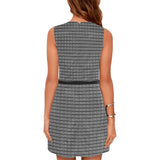 GRAY GREEK PRINT 2 Eos Women's Sleeveless Dress (Model D01) - Objet D'Art