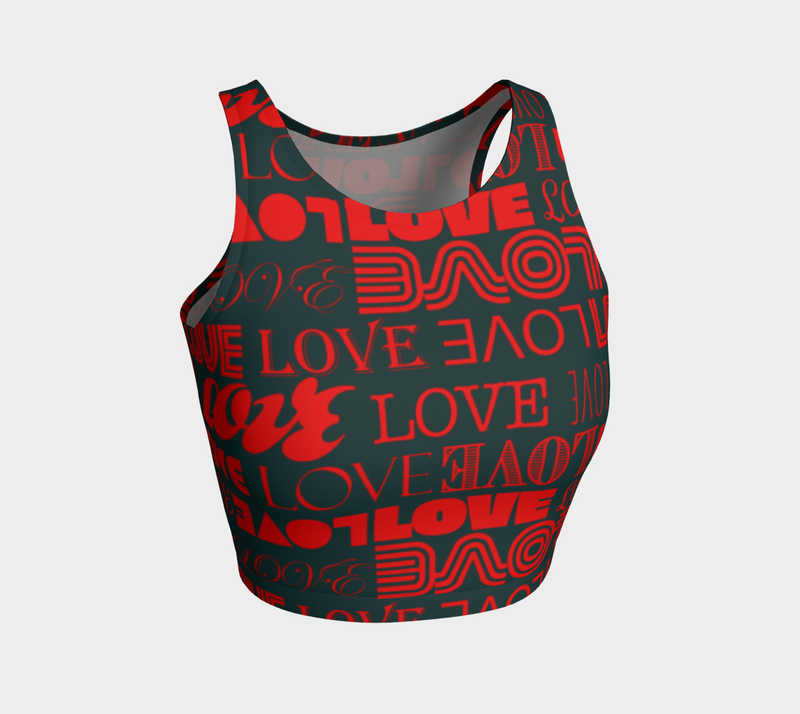 Holiday Love Print Athletic Crop Top - Objet D'Art