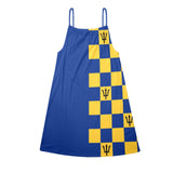 barbados blue Drawstring Neck Sleeveless Dress (Model D68) - Objet D'Art
