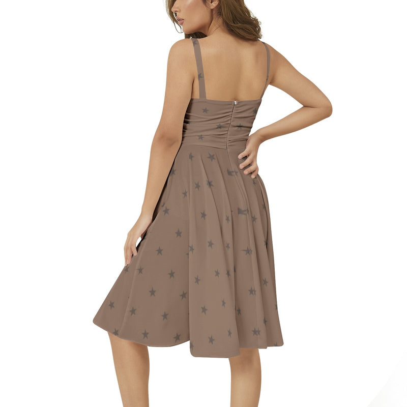 Sleeveless Square Neck Flare Hem Midi Dress - Objet D'Art