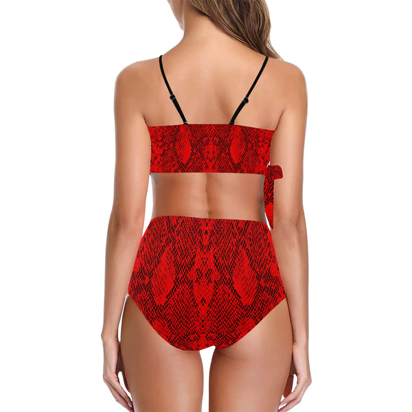 Snake sports_bra_back_template-Recovered Knot Side Bikini Swimsuit (Model S37) - Objet D'Art