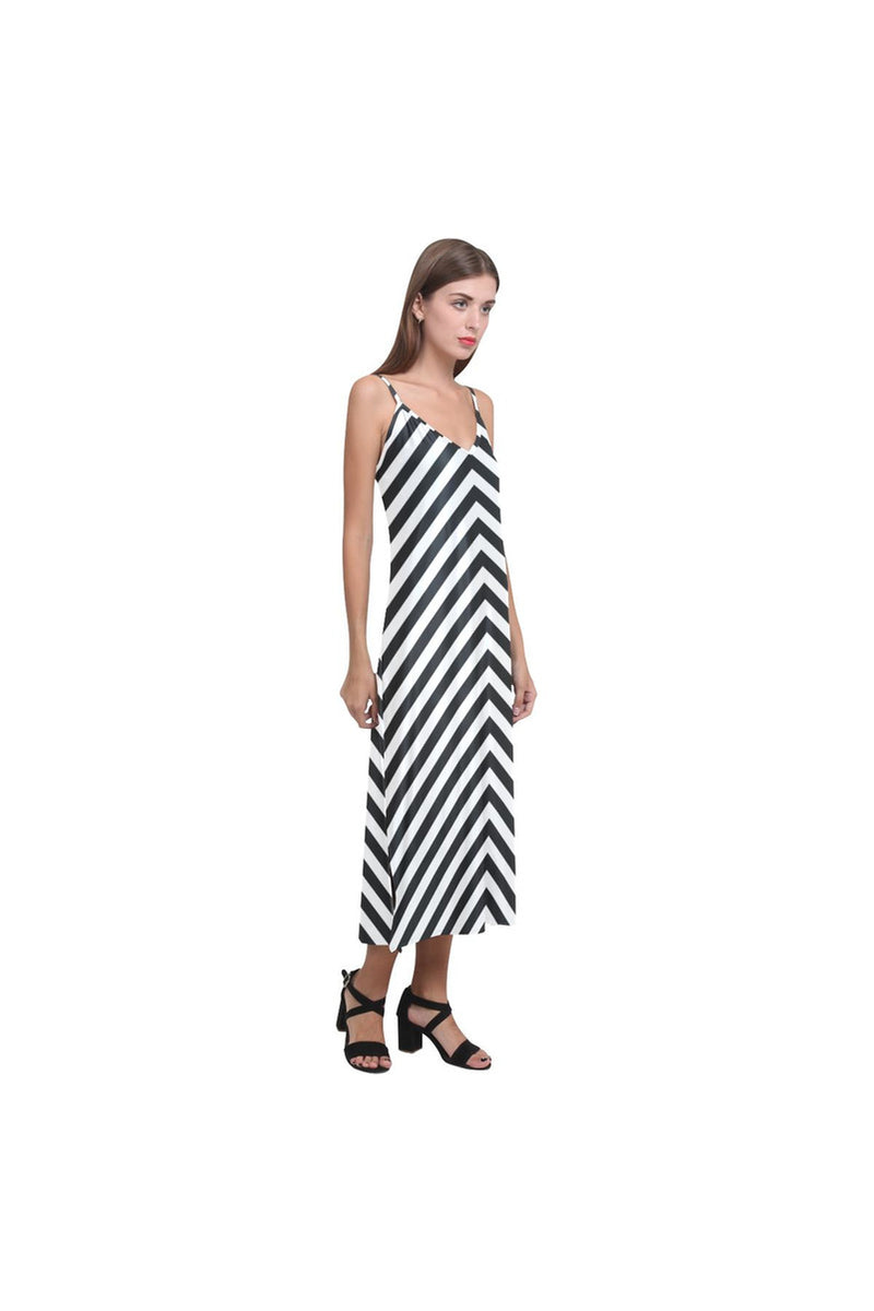 Chevron V-Neck Open Fork Long Dress - Objet D'Art Online Retail Store