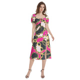 Puff Sleeve Split Thigh Midi Dress - Objet D'Art