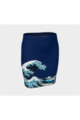 Great Wave Off Kanagawa Fitted Skirt - Objet D'Art