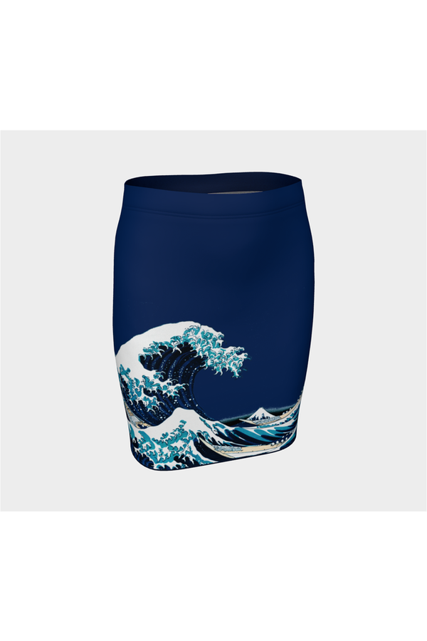 Great Wave Off Kanagawa Fitted Skirt - Objet D'Art