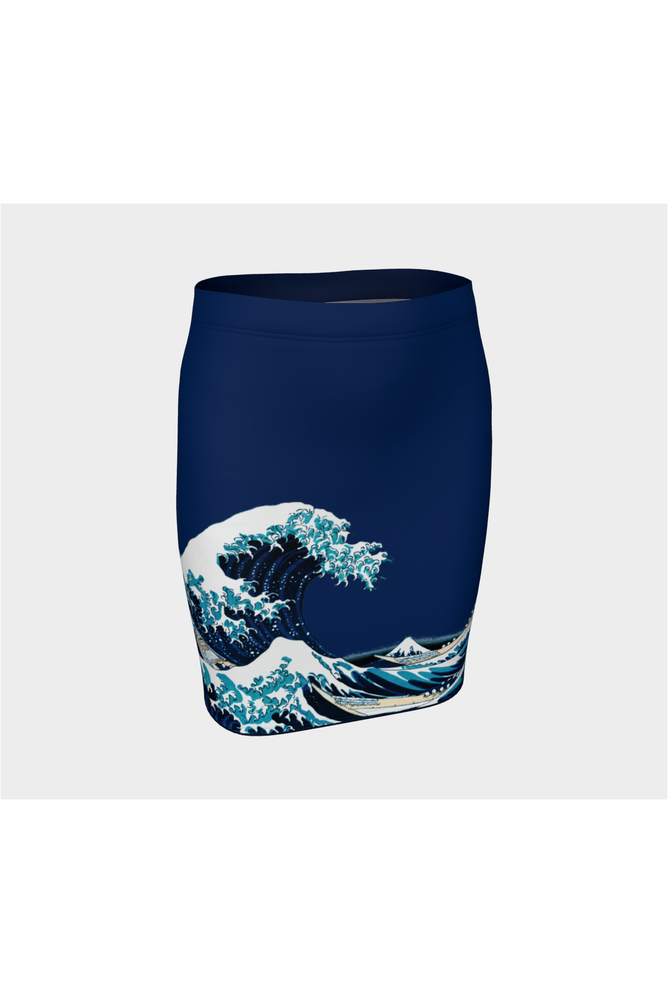 Great Wave Off Kanagawa Fitted Skirt - Objet D'Art