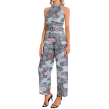 Halter Neck Buckle Belted Jumpsuit - Objet D'Art