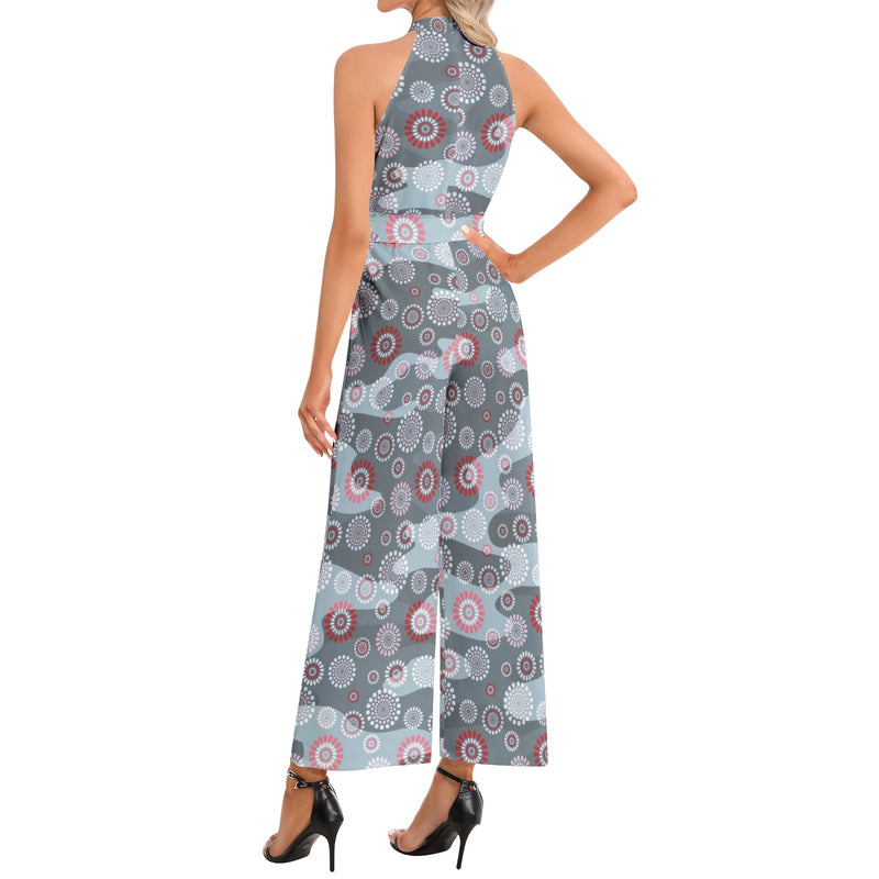 Halter Neck Buckle Belted Jumpsuit - Objet D'Art