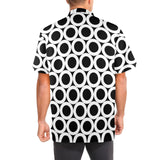 big ohs print Men's Stand-Up Collar Short Sleeve Shirt - Objet D'Art