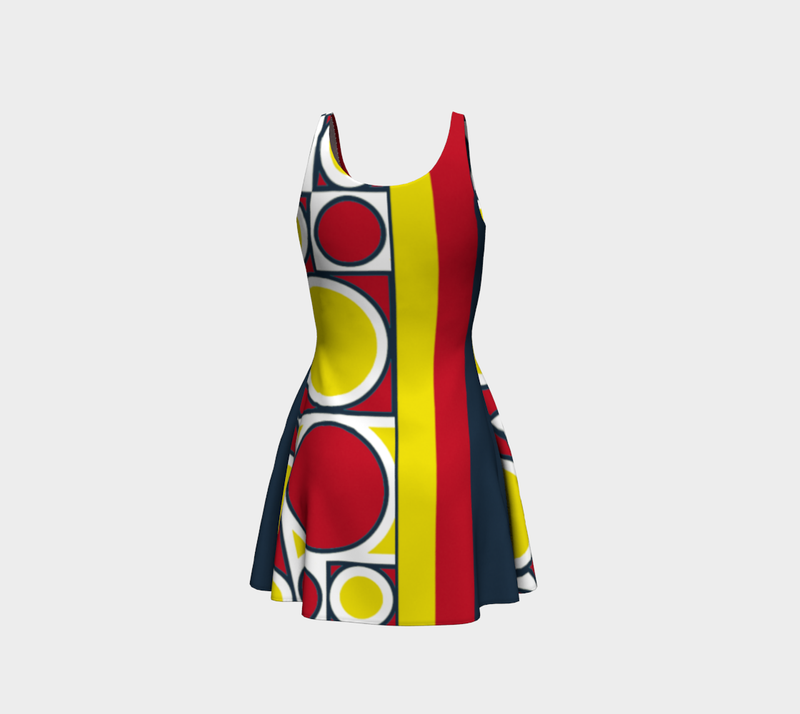 Fun Shapes and Colors Flare Dress - Objet D'Art