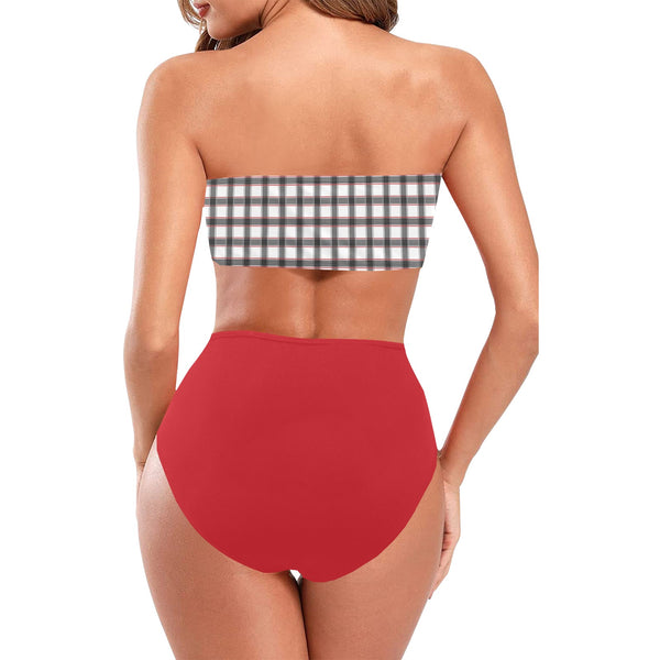 crimson solid print 2 Chest Wrap Bikini Swimsuit (Model S36) - Objet D'Art