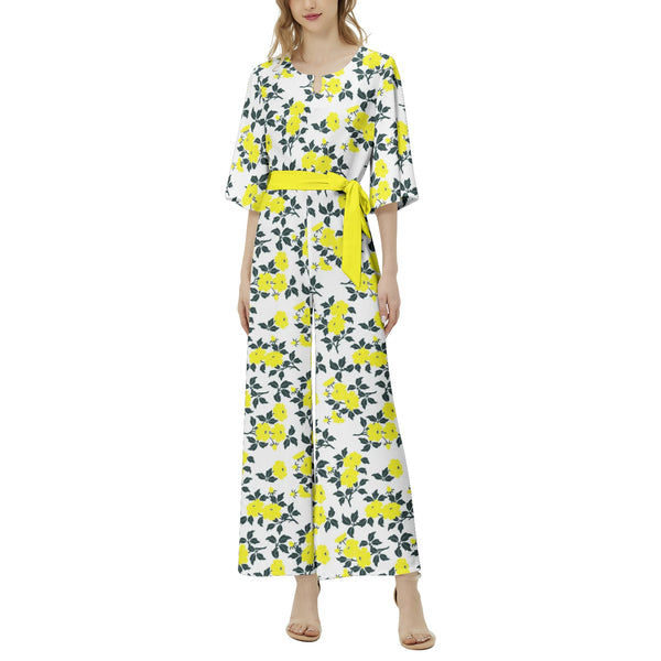 Dolman Sleeve Belted Wide Leg Jumpsuit - Objet D'Art