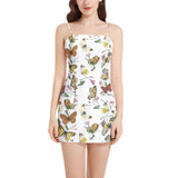 Kaleidoscope of Butterflies Sleeveless Square Neckline Spaghetti Strap Mini Dress - Objet D'Art