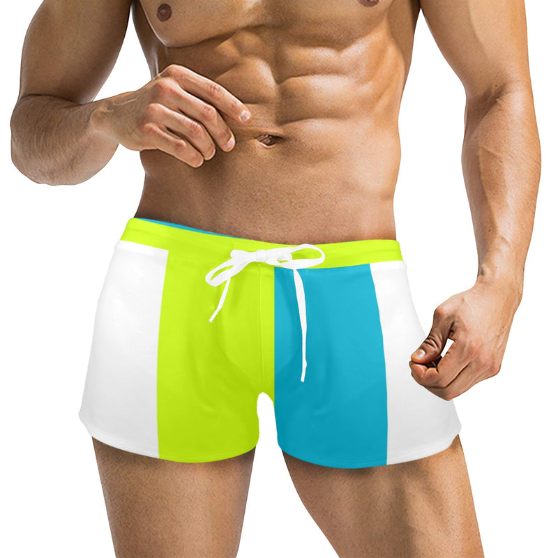 pisces neon green blue ombre print Men's Swim Trunks with Zipper Pocket (Model L71) - Objet D'Art