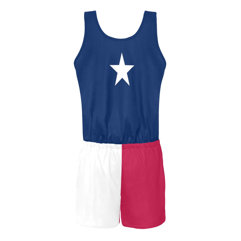 Texas Lone Star All Over Print Vest Short Jumpsuit - Objet D'Art