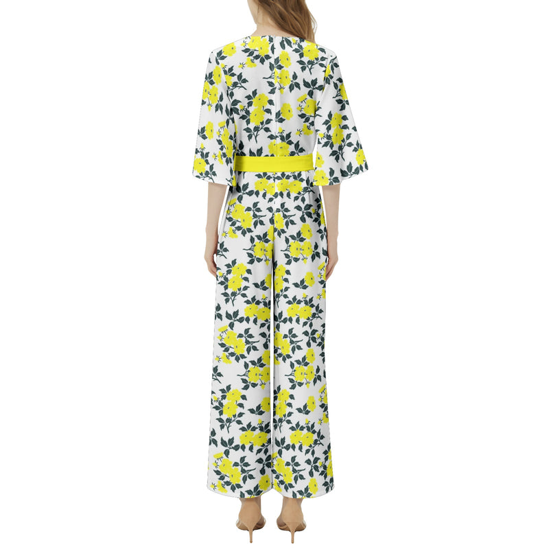 Dolman Sleeve Belted Wide Leg Jumpsuit - Objet D'Art