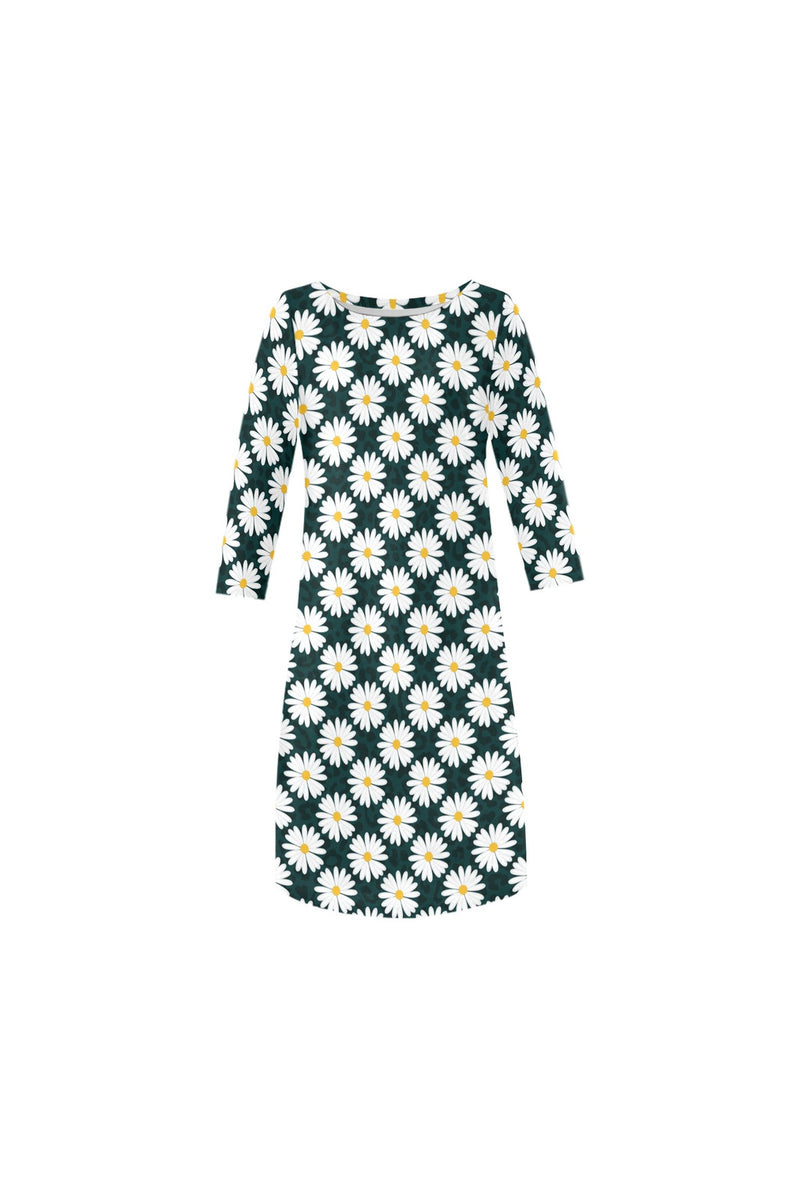 Daisy Print Rhea Loose Round Neck Dress - Objet D'Art
