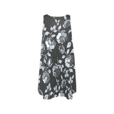 selenium gray print 1 Sleeveless A-Line Pocket Dress (Model D57) - Objet D'Art