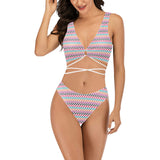 color geo print 7BA Cross String Bikini Set (Model S29) - Objet D'Art
