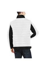 Black Accented White Stand Collar Padded Jacket - Objet D'Art