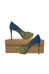 blue yellow ombre heels Women's High Heels (Model 044) - Objet D'Art