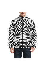 Zebra Print Unisex Stand Collar Padded Jacket - Objet D'Art