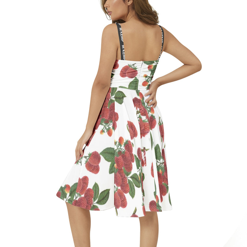 Raspberry Parfait Sleeveless Square Neck Flare Hem Midi Dress - Objet D'Art
