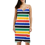 south africa colors print Spaghetti Strap Backless Beach Cover Up Dress (Model D65) - Objet D'Art