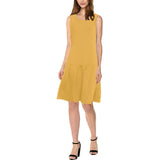 solid color print 2 Sleeveless Splicing Shift Dress(Model D17) - Objet D'Art