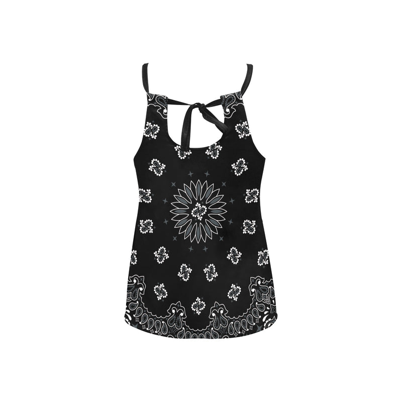 black bandana Loose Fit Halter Neck Top (Model T68) - Objet D'Art