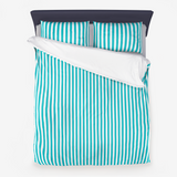 Robin's egg Striped Microfiber Duvet Cover - Objet D'Art