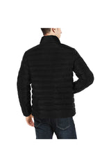 Black Unisex Stand Collar Padded Jacket - Objet D'Art