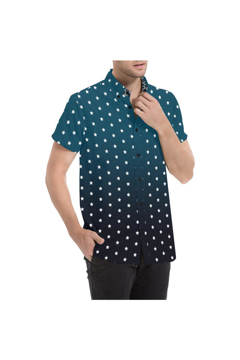 Starry Midnight Men's All Over Print Short Sleeve Shirt - Objet D'Art