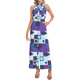 Halter Neck Buckle Belted Jumpsuit - Objet D'Art