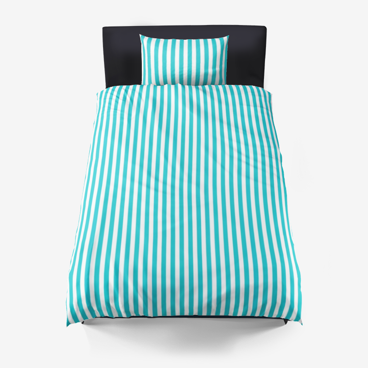 Robin's egg Striped Microfiber Duvet Cover - Objet D'Art