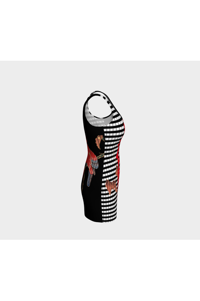 Red Parrot on the Branch of a Tree Bodycon Dress - Objet D'Art