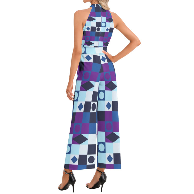 Halter Neck Buckle Belted Jumpsuit - Objet D'Art