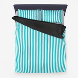 Robin's egg Striped Microfiber Duvet Cover - Objet D'Art