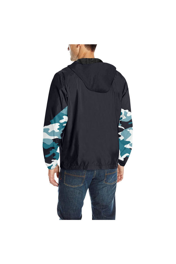 Blue Camouflage Quilted Windbreaker for Men (Model H35) - Objet D'Art