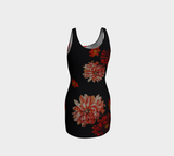 Greek Key Floral Bodycon Dress - Objet D'Art