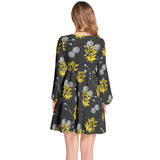 Compliments of the Season Lantern Sleeve Deep V-Neck Short Dress - Objet D'Art